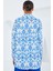 Kadın Mavi Beyaz Desenli Oversize Saten Gömlek 3985 5