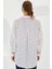 Kadın Pudra Beyaz Desenli Oversize Saten Gömlek 3985 5