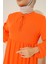 1627 Yaka Bağcıklı Tesettür Elbise - Oranje 5