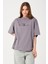 Owut Kadın Bisiklet Yaka Kedi Detay Baskılı Oversize T-Shirt 4