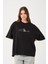 Owut Kadın Bisiklet Yaka Kedi Detay Baskılı Oversize T-Shirt 1