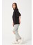 Owut Kadın Bisiklet Yaka Kedi Detay Baskılı Oversize T-Shirt 2