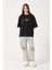 Owut Kadın Bisiklet Yaka Kedi Detay Baskılı Oversize T-Shirt 3