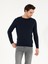 Erkek Lacivert Slim Fit Pamuk Karışımlı Bisiklet Yaka Basic Triko Kazak 50257379-VR033 1