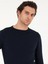Erkek Lacivert Slim Fit Pamuk Karışımlı Bisiklet Yaka Basic Triko Kazak 50257379-VR033 2