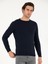 Erkek Lacivert Slim Fit Pamuk Karışımlı Bisiklet Yaka Basic Triko Kazak 50257379-VR033 3