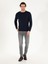 Erkek Lacivert Slim Fit Pamuk Karışımlı Bisiklet Yaka Basic Triko Kazak 50257379-VR033 5