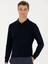 Erkek Lacivert Slim Fit Polo Yaka Basic Triko Kazak 50270169-VR033 1