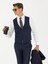 Erkek Lacivert Slim Fit Yün Karışımlı Çizgili Klasik Yelek 50270155-VR033 1