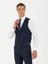 Erkek Lacivert Slim Fit Yün Karışımlı Çizgili Klasik Yelek 50270155-VR033 2