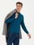 Erkek Petrol Slim Fit Çeyrek Balıkçı Yaka Triko Kazak 50276521-VR102 1