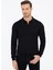 Erkek Siyah Slim Fit Polo Yaka Basic Triko Kazak 50237054-VR046 1