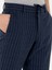 Erkek Lacivert Slim Fit Yün Karışımlı Çizgili Kumaş Pantolon 50273654-VR033 5