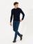 Erkek Lacivert Slim Fit Bisiklet Yaka Basic Triko Kazak 50237038-VR033 4
