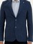 Erkek Lacivert Slim Fit Yün Keten Karışımlı Ceket 50285324-VR033 6