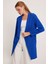 Kadın Saks Uzun Blazer Ceket 0705 2