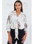 Kadın Oversize Dökümlü Crop Saten Gömlek 906 - Kahverengi 1