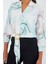 Kadın Oversize Dökümlü Crop Saten Gömlek 906 - Mint 4