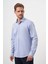 Erkek Mavi Pamuk Baskılı Desenli Italyan Yaka Slim Fit Gömlek 2