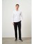 Erkek Beyaz Slim Fit Düğmeli Yaka Gömlek 2