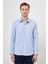 Erkek A. Mavi Pamuk Düz Desen Italyan Yaka Slim Fit Gömlek 2