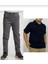 Unisex Çocuk Ribana Bel Gri Okul Pantolon +Kısa Kol Pamuk Polo Yaka T-Shırt 1