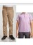 Unisex Çocuk Ribana Bel Bej Okul Pantolon +Kısa Kol Pamuk Polo Yaka T-Shırt 1