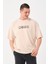 Erkek Bisiklet Yaka Baskı Detaylı Oversize T-Shirt 1