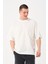 Erkek Bisiklet Yaka Smile Baskı Detaylı Oversize T-Shirt 3