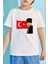 Çocuk Pamuk Bayrağımız ve Atamız Beyaz Siyah Çocuk T-Shirt 1