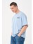 Erkek Bisiklet Yaka Göğüs Baskı Detaylı Oversize T-Shirt 1