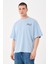 Erkek Bisiklet Yaka Göğüs Baskı Detaylı Oversize T-Shirt 5
