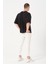 Erkek Bisiklet Yaka Kedi Baskı Detaylı Oversize T-Shirt 5