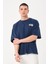Erkek Bisiklet Yaka Baskı Detaylı Oversize T-Shirt 1