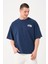 Erkek Bisiklet Yaka Baskı Detaylı Oversize T-Shirt 1