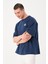 Erkek Bisiklet Yaka Baskı Detaylı Oversize T-Shirt 2