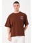 Erkek Bisiklet Yaka Göğüs Baskı Detaylı Oversize T-Shirt 1