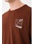 Erkek Bisiklet Yaka Göğüs Baskı Detaylı Oversize T-Shirt 4