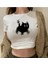 Kedi Tasarım Kore Tarzı Beyaz Crop Bluz 1