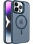 Apple iPhone 15 Pro Max Metal Bracket Lacivert Magsafe Mat Plastik Kılıf 2