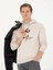 Erkek Bej Melanj Regular Fit Pamuk Karışımlı Kapüşonlu Sweatshirt 50272475-VR156 1
