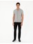 Erkek Açık Gri Slim Fit Düğmeli Polo Yaka Keten Karışımlı Triko Kazak 50289239-VR001 4
