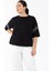 Yuvarlak Yaka Düz Siyah Kadın T-Shirt Joan 3