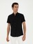 Erkek Siyah Slim Fit Keten Karışımlı Kısakol Gömlek 50288558-VR046 1