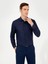Erkek Lacivert Slim Fit Uzun Kollu Basic Gömlek 50256586-VR033 2