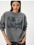 Baskılı Sweatshirt Rahat Kalıp Bisiklet Yaka Uzun Kollu 1