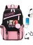 Black Pink USB Şarj Edilebilir Çok Fonksiyonlu Büyük Kapasiteli Su Geçirmez Sırt Çantası (Yurt Dışından) 1
