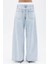 Sevgi Acar Mavi Kontras Boxer Detaylı Bol Denim Pantolon %100 Pamuk 4