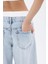 Sevgi Acar Mavi Kontras Boxer Detaylı Bol Denim Pantolon %100 Pamuk 5