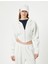 Crop Kapşonlu Sweatshirt Fermuarlı Asimetrik Kesim Üç Iplik Şardonlu Slim Fit 3